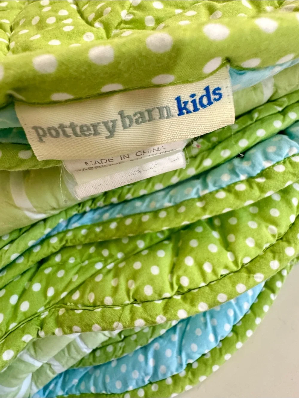 Retired Pottery Barn Kids Twin Brooke Patchwork Tree Quilt in Green, Blue & Pink